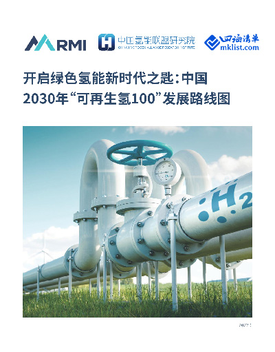 开启绿色氢能新时代之匙：中国2030年“可再生氢100”发展路线图-四海清单